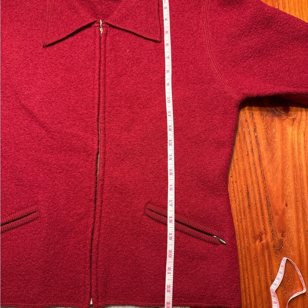 Vintage Classic Ruby Red 100% Wool Jacket - Size Small - Picture 9 of 10